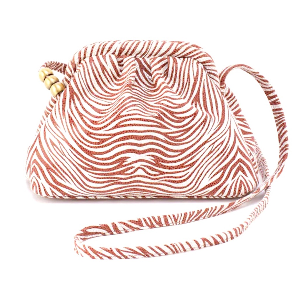 HOBO Adalyn Crossbody Bag Ginger Zebra Print Leather Small Frame NWT